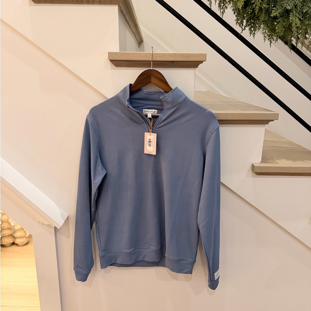 Peter Millar Steel Blue Zip-Up Sweater